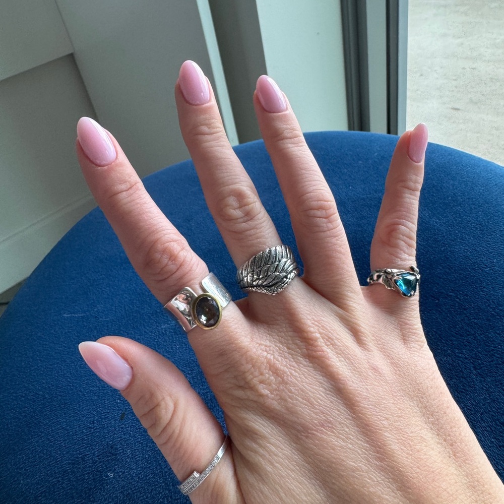 Silver Rings Set with Blue Stone - Picture 9 of 10